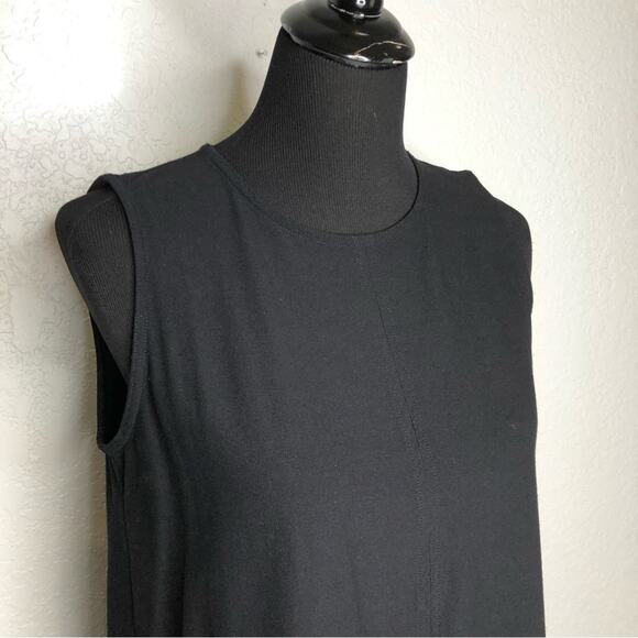 Eileen Fisher black sleeveless front slit tunic top size Small - Picture 2 of 12